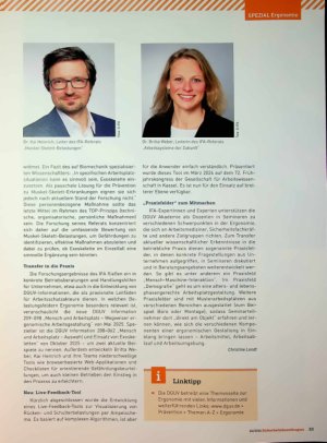 Vorschauseite 3: Am Puls der neuen Arbeitswelt Forschung zu Entwicklungen in der Ergonomie