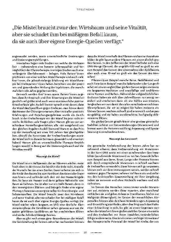 Vorschauseite 3: Misteltherapie bei Krebs – eine Erfolgsgeschichte?