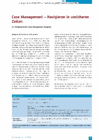 Vorschauseite 1: Case Management – Navigieren in unsicheren Zeiten