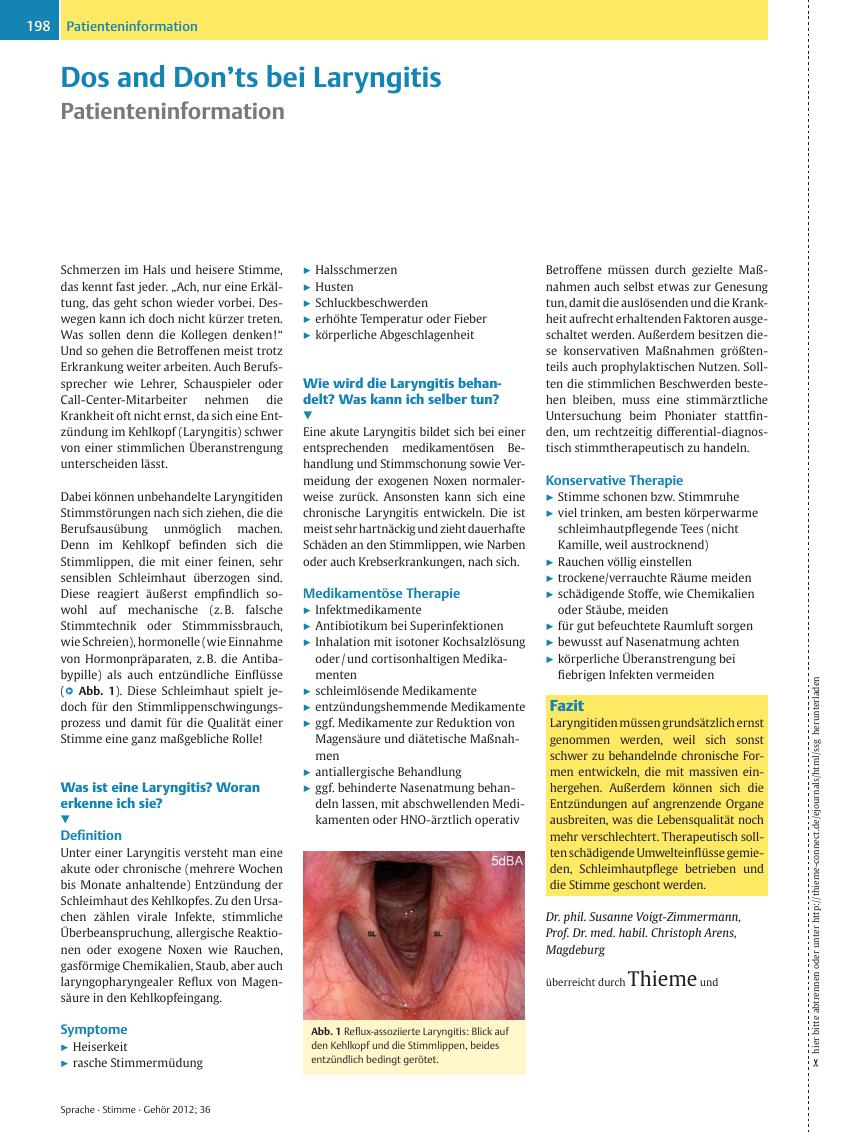 Vorschauseite 1: Dos and Don’ts bei Laryngitis