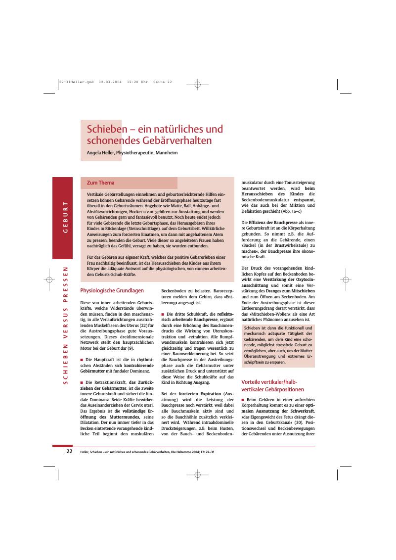 Vorschauseite 1: Schieben - ein natürliches und schonendes Gebärverhalten