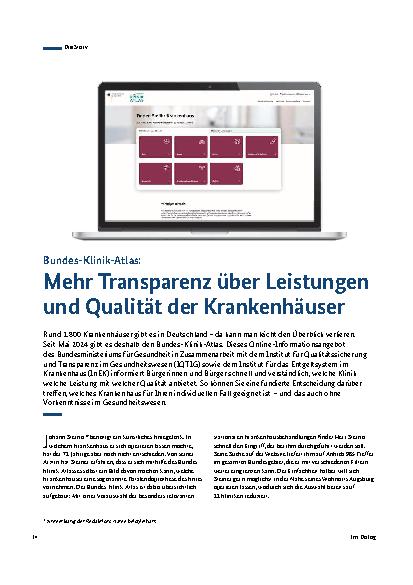 Vorschauseite 1: Bundes-Klinik-Atlas: Mehr Transparenz über Leistungen und Qualität der Krankenhäuser