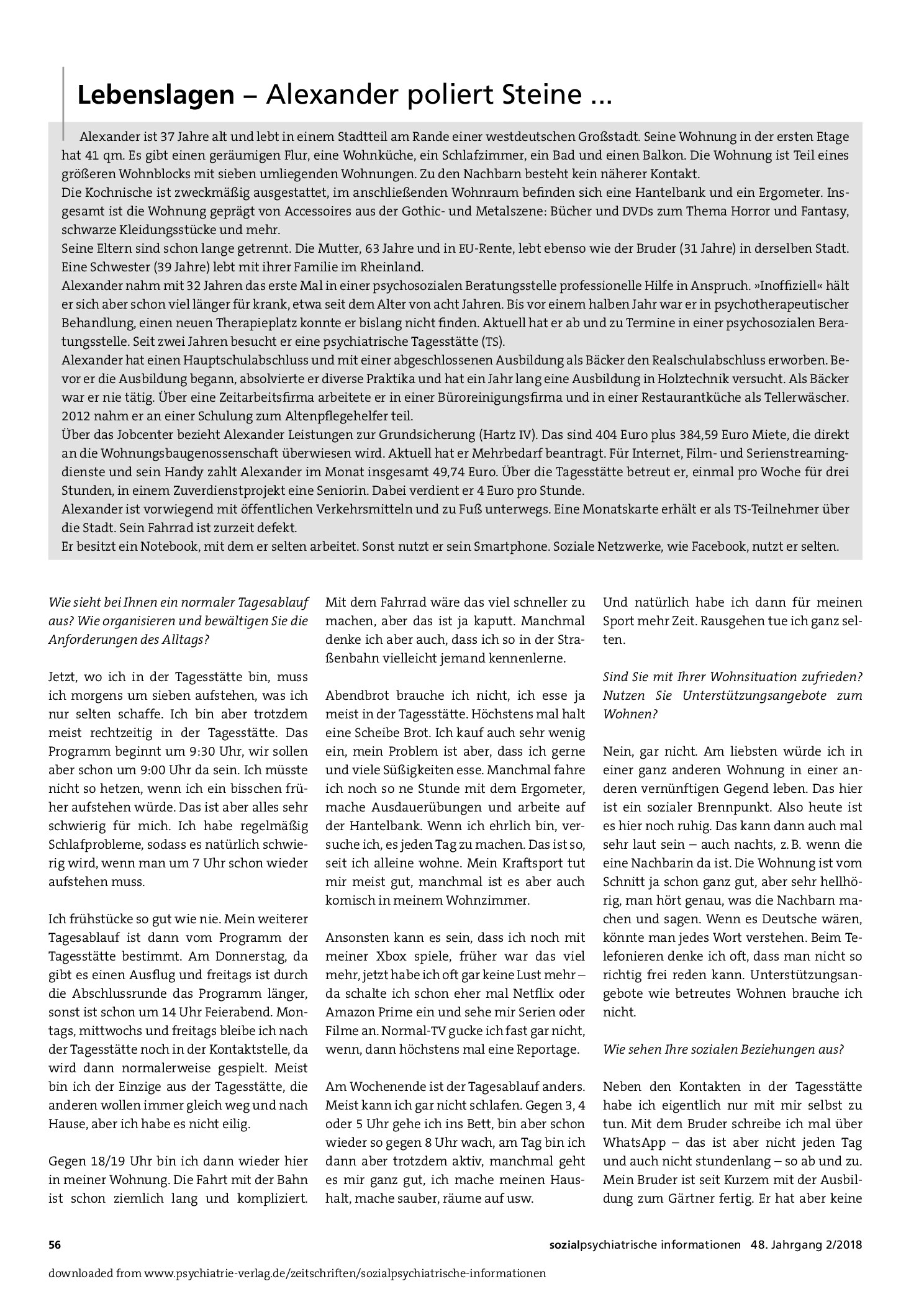 Vorschauseite 1: Lebenslagen – Alexander poliert Steine