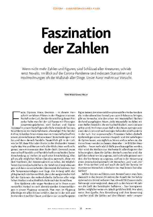 Vorschauseite 3: CORONA – DIMENSIONEN EINER KRISE Faszination der Zahlen