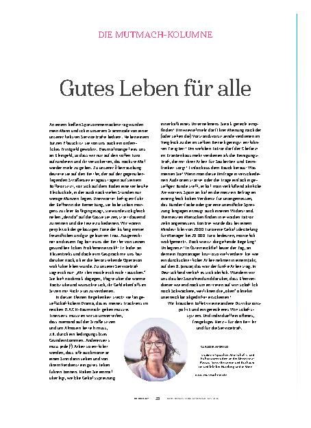 Vorschauseite 1: Corrected text: "Gutes Leben für alle"