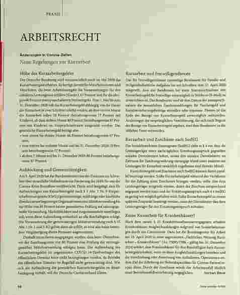 Vorschauseite 1: Änderungen in Corona-Zeiten: Neue Regelungen zur Kurzarbeit