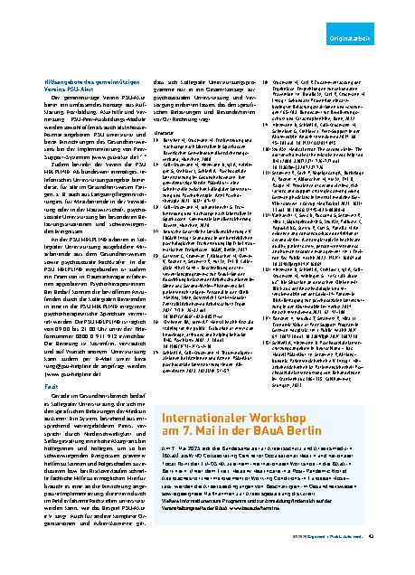 Vorschauseite 6: Psychosoziale Unterstützung für Mitarbeitende im Gesundheitswesen
