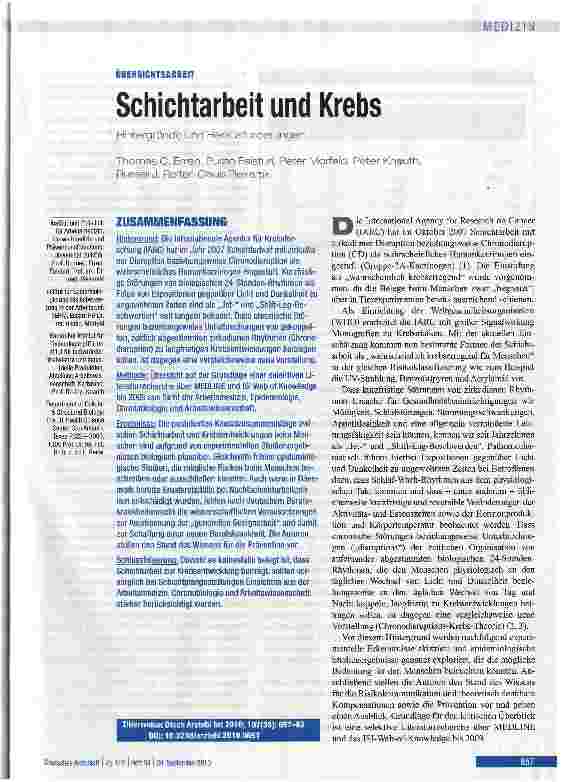 Vorschauseite 1: Schichtarbeit und Krebs