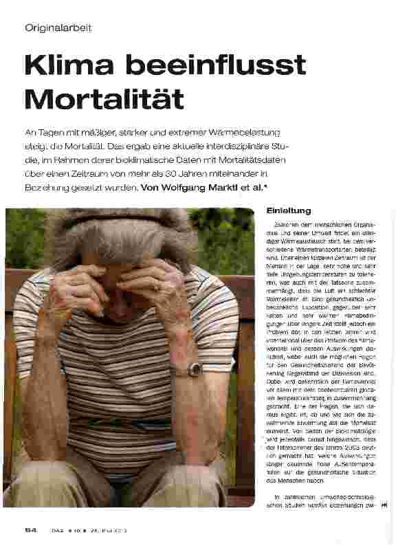 Vorschauseite 1: Klima beeinflusst Mortalität