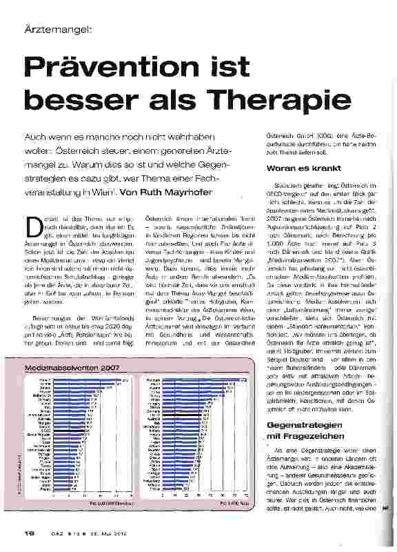 Vorschauseite 1: Prävention ist besser als Therapie