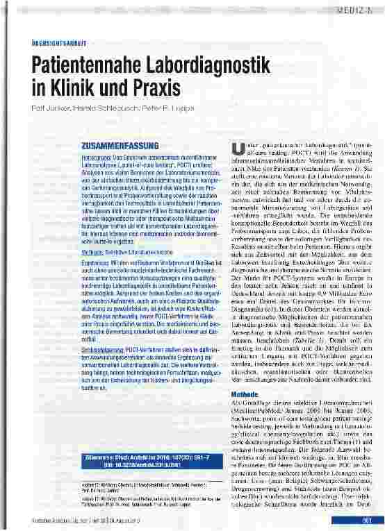 Vorschauseite 1: Patientennahe Labordiagnostik in Klinik und Praxis