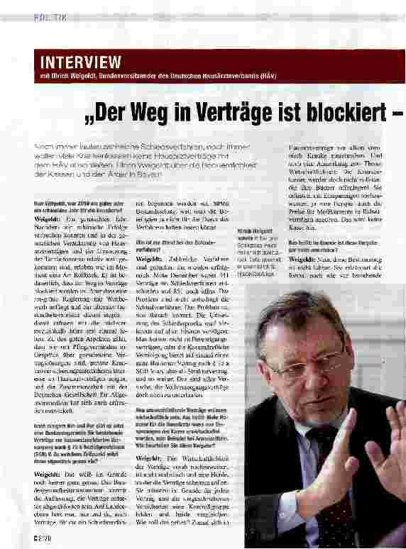 Vorschauseite 1: „Der Weg in Verträge ist blockiert -damit müssen wir leben