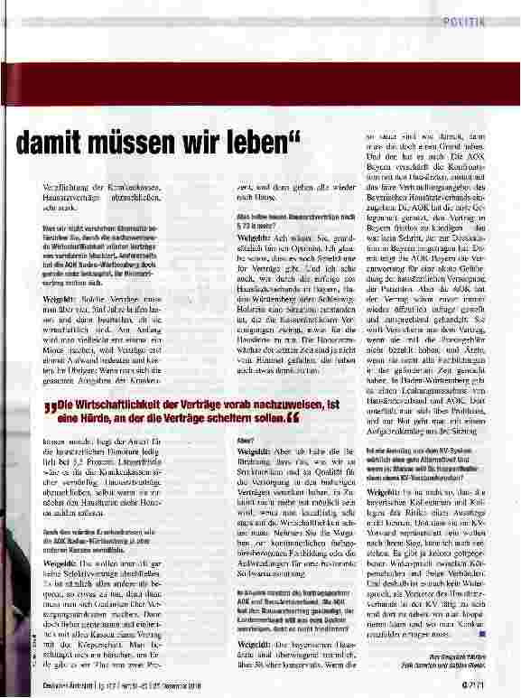 Vorschauseite 2: „Der Weg in Verträge ist blockiert -damit müssen wir leben