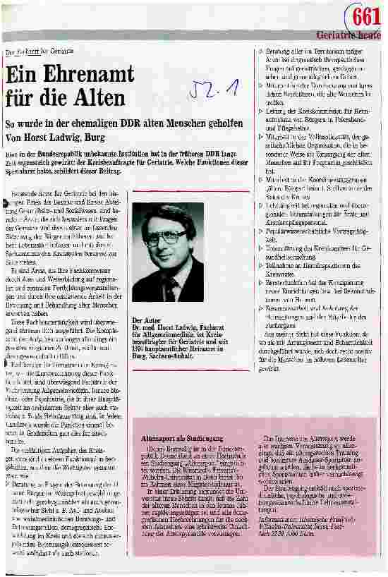 Vorschauseite 1: Ein Ehrenamt für die Alten - So wurde in der ehemaligen DDR alten Menschen geholfen