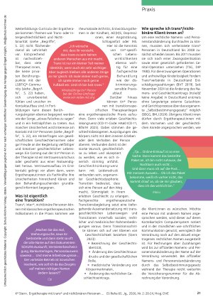 Vorschauseite 2: Gut behandelt! Wie bereits kleine Praxisanpassungen einen wichtigen Beitrag leisten Ergotherapie mit trans* und nichtbinären Personen