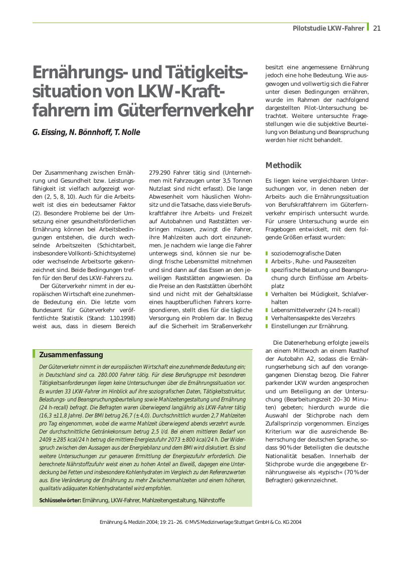 Vorschauseite 1: Ernährungsund Tätigkeitssituation von LKW-Kraftfahrern im Güterfernverkehr