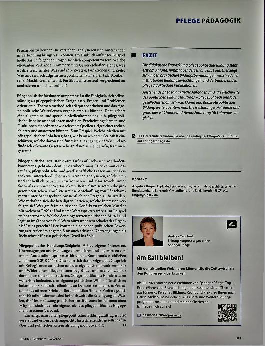Vorschauseite 4: Pflegepolitische Kompetenz - ein Bildungsauftrag