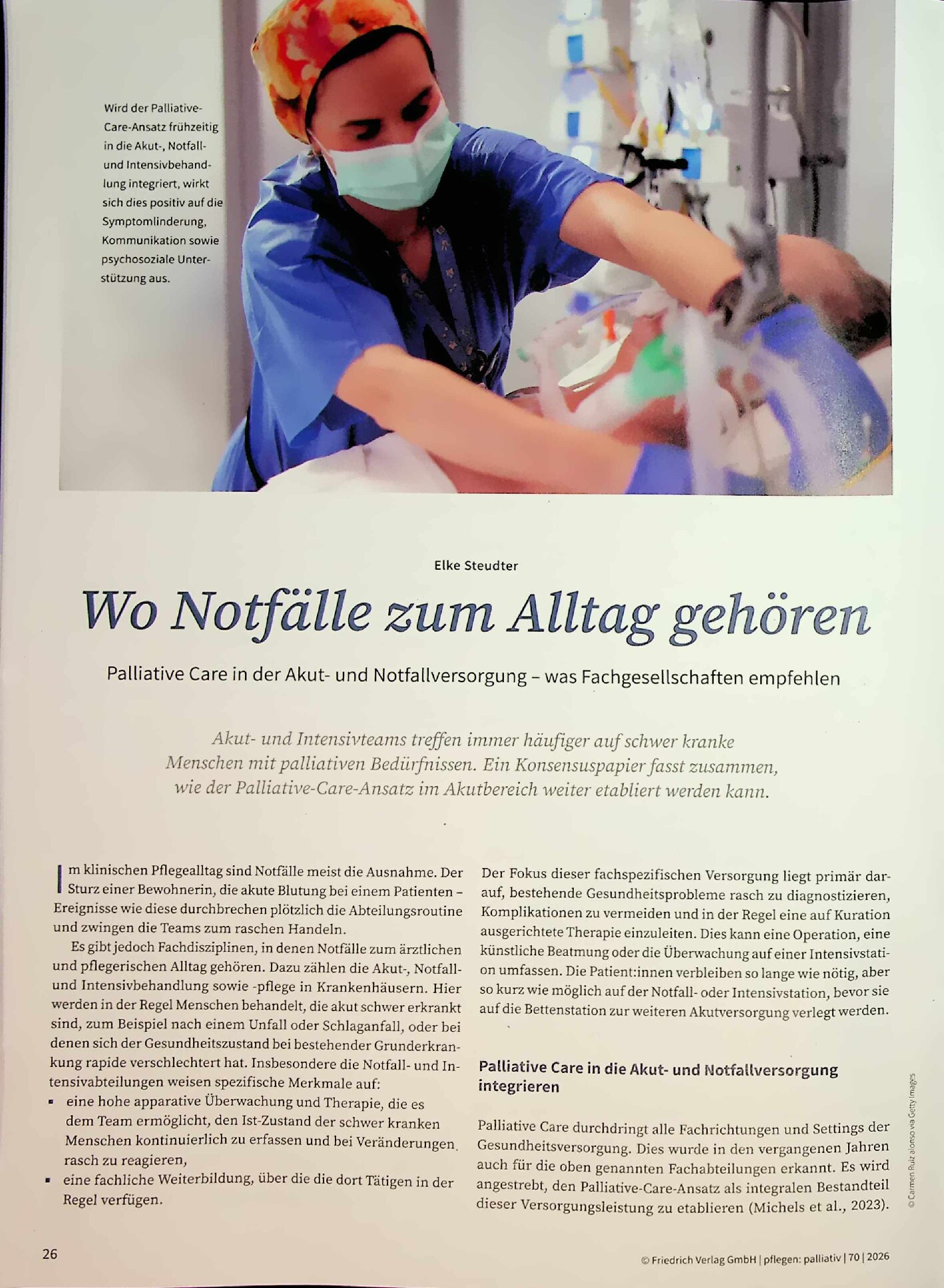 Vorschauseite 1: Wo Notfälle zum Alltag gehören: Palliative Care in der Akut- und Notfallversorgung – was Fachgesellschaften empfehlen
