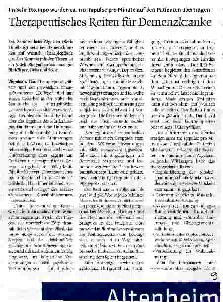 Vorschauseite 1: Therapeutisches Reiten für Demenzkranke