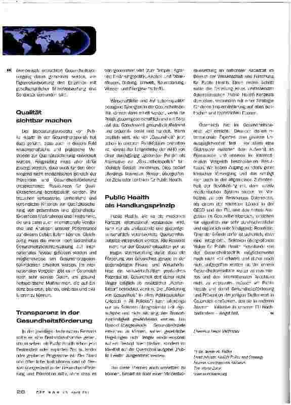 Vorschauseite 4: Gesundheit ist nicht nur Kostenfaktor