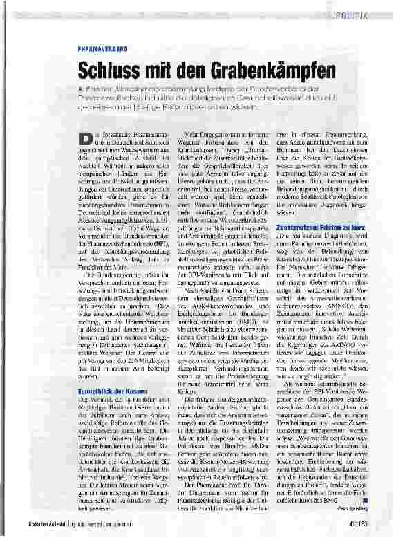 Vorschauseite 1: Schluss mit den Grabenkämpfen