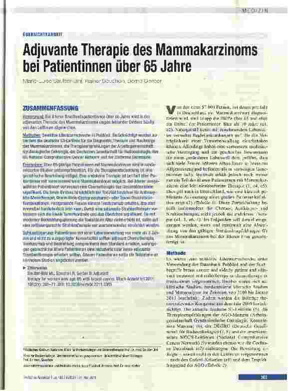 Vorschauseite 1: Adjuvante Therapie des Mammakarzinoms bei Patientinnen über 65 Jahre