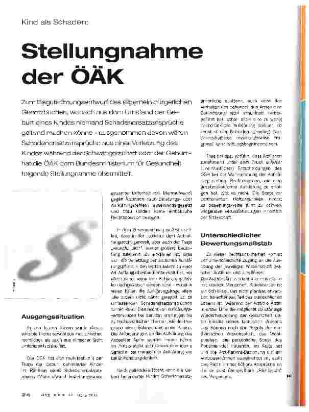Vorschauseite 1: Stellungnahme der ÖÄK
