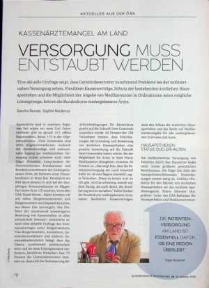 Vorschauseite 1: Kassenärztemangel am Land Versorgung muss entstaubt werden