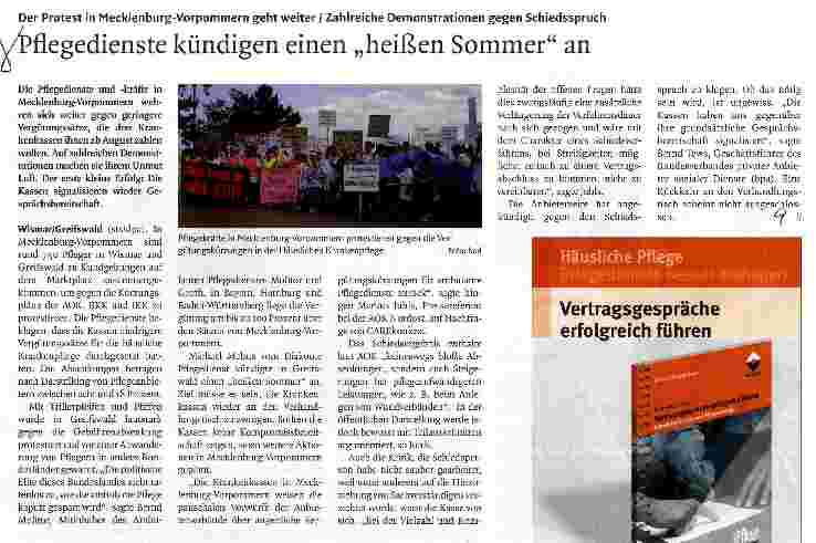 Vorschauseite 1: Pflegedienste kündigen einen „heißen Sommer an