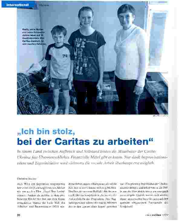 Vorschauseite 1: Ich bin stolz, bei der Caritas zu arbeiten