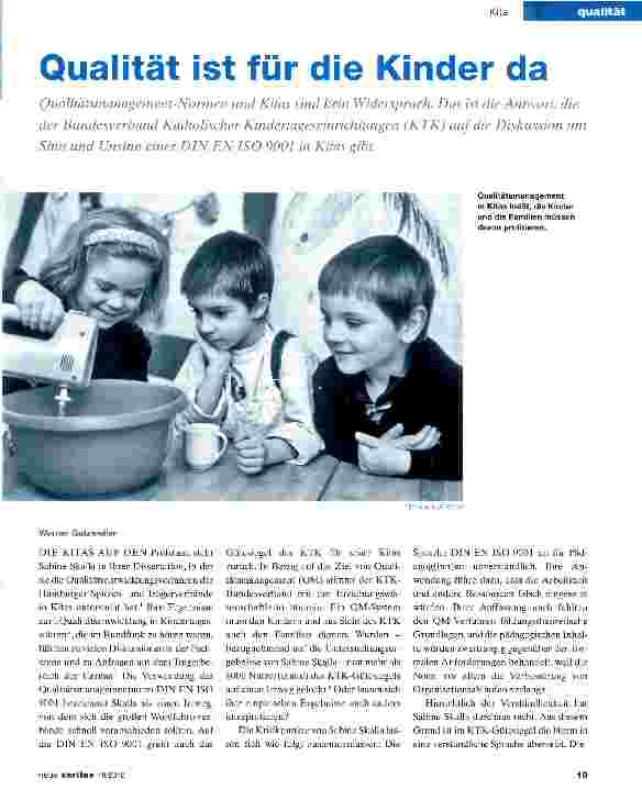 Vorschauseite 1: Qualität ist für die Kinder da