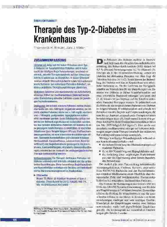 Vorschauseite 1: Therapie des Typ-2-Diabetes im Krankenhaus
