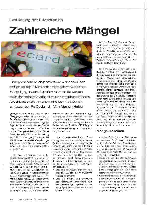 Vorschauseite 1: Zahlreiche Mängel