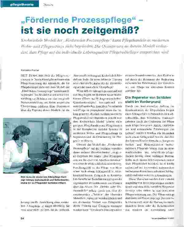 Vorschauseite 1: Fördernde Prozesspflege - ist sie noch zeitgemäß?