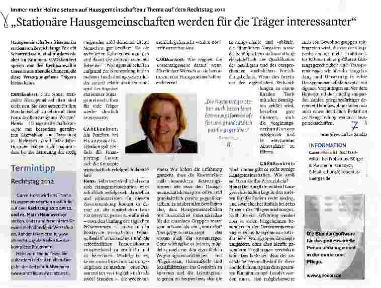 Vorschauseite 1: „Stationäre Hausgemeinschaften werden für die Träger interessanter