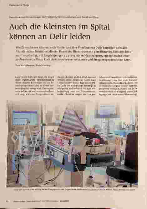 Vorschauseite 1: Gemeinsames Konsenspaper der Pädiatrischen Intensivstationen Basel und Bern: Auch die Kleinsten im Spital können an Delirium leiden