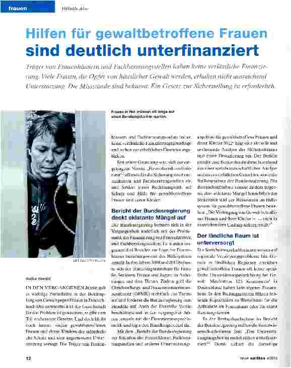 Vorschauseite 1: Hilfen für gewaltbetroffene Frauen sind deutlich unterfinanziert