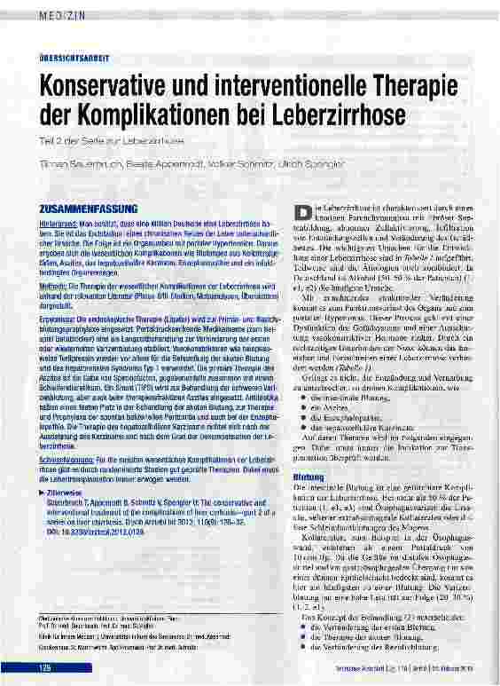 Vorschauseite 1: Konservative und interyentionelle Therapie der Komplikationen bei Leberzirrhose Teil 2 der Serie zur Leberzirrhose
