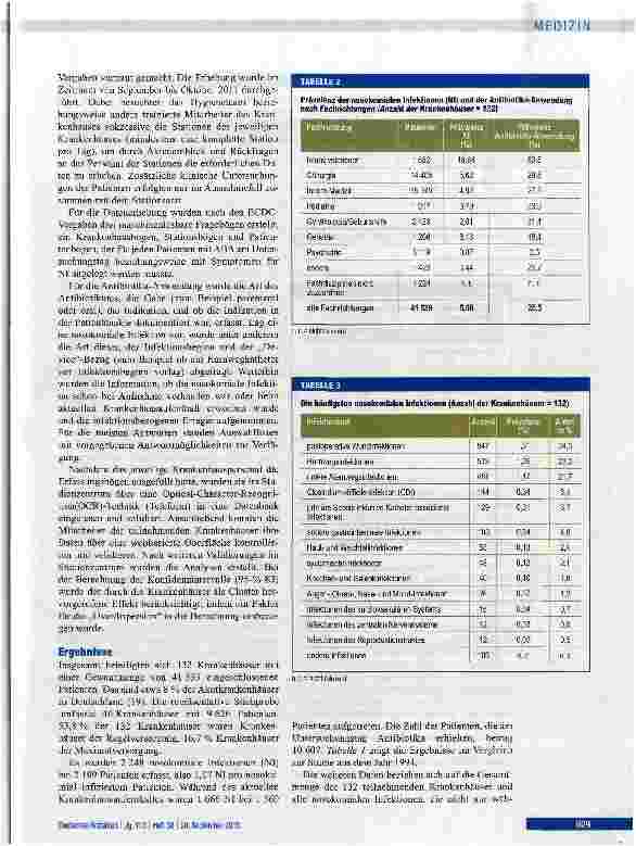 Vorschauseite 3: Nosokomiale Infektionen und Antibiotika-Anwendung
