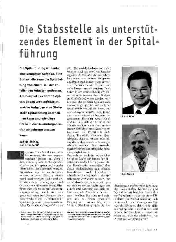 Vorschauseite 1: Die Stabsstelle als unterstützendes Element in der Spitalführung