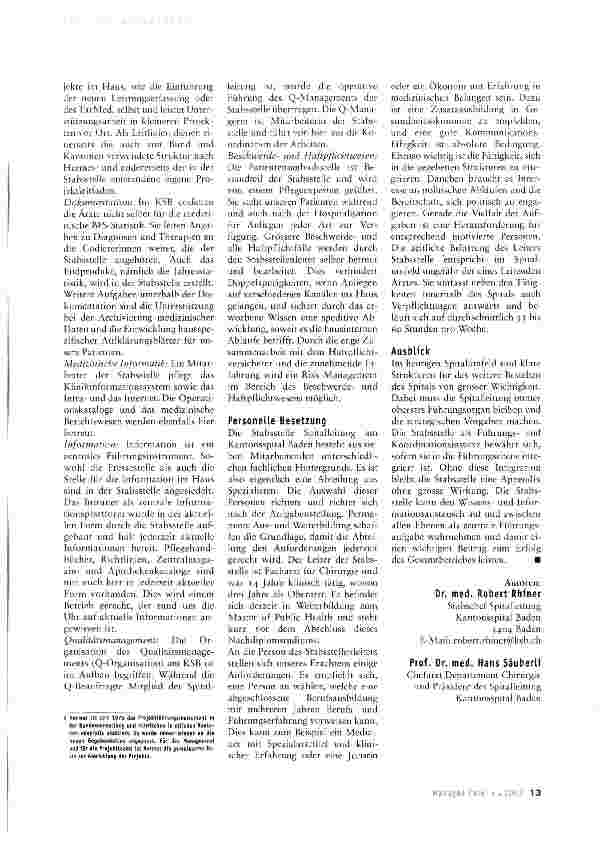 Vorschauseite 3: Die Stabsstelle als unterstützendes Element in der Spitalführung