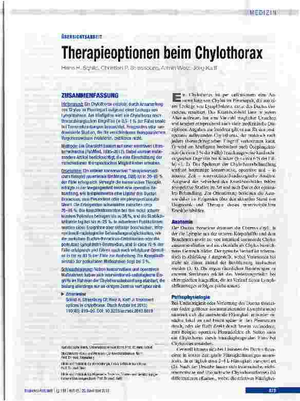 Vorschauseite 1: Therapieoptionen beim Chylothorax