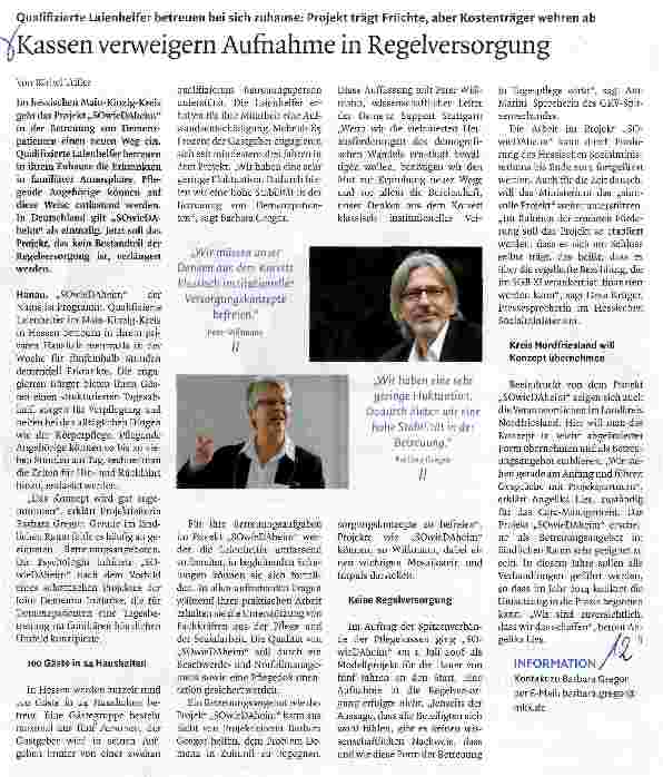 Vorschauseite 1: Kassen verweigern Aufnahme in Regelversorgung