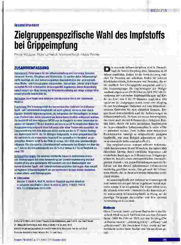 Vorschauseite 1: Zielgruppenspezifische Wahl des Impfstoffs bei Grippeimpfung