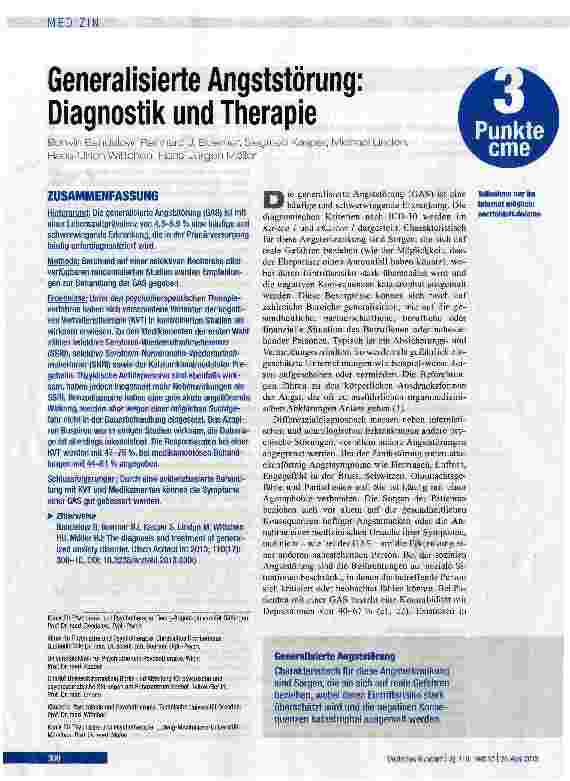 Vorschauseite 1: Generalisierte Angststörung: Diagnostik und Therapie