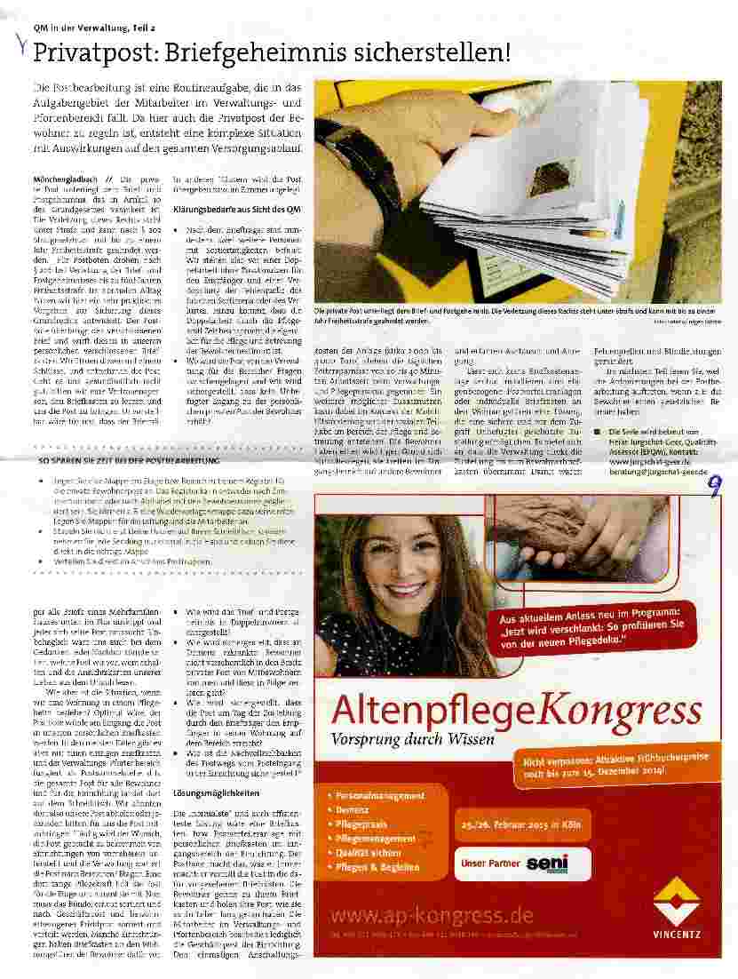 Vorschauseite 1: QM in der Verwaltung, Teil 2 Privatpost: Briefgeheimnis sicherstellen!