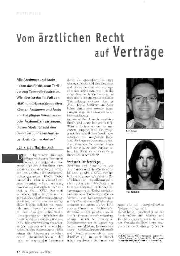 Vorschauseite 1: Vom ärztlichen Rechtauf Verträge