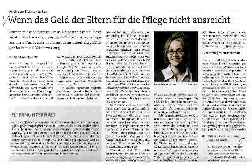 Vorschauseite 1: Urteil zum Elternunterhalt - Wenn das Geld der Eltern für die Pflege nicht ausreicht