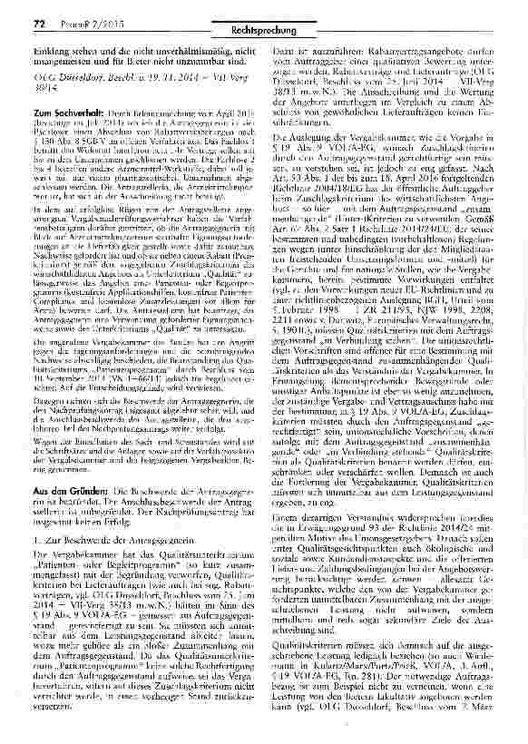 Vorschauseite 2: Zu den Vorwirkungen neuer EU-Richtlinien RL 2004/18/EG: Art. 53 I; RE 2014/24/EU Art. 67 II; VOE/A-EG § 19 IX