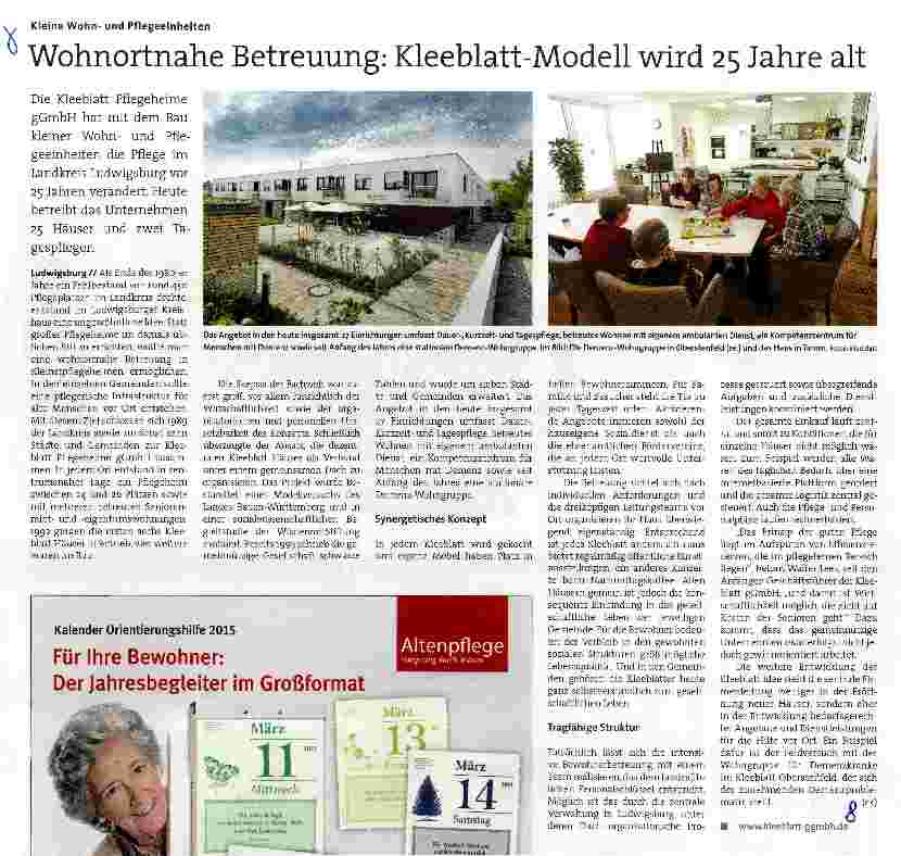 Vorschauseite 1: Wohnortnahe Betreuung: Kleeblatt-Modell wird 25 Jahre alt